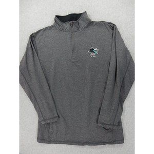 San Jose Sharks NHL 1/4 Zip Hockey Pullover‎ Shirt (Men's Medium) Gray